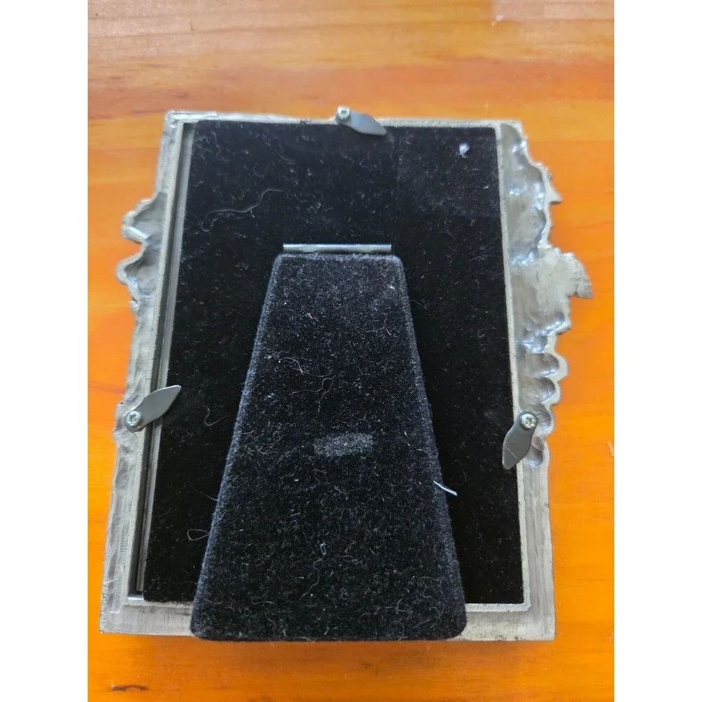 Vintage Pewter Heavy Photo Frame Grape Vine Leaves 5.5